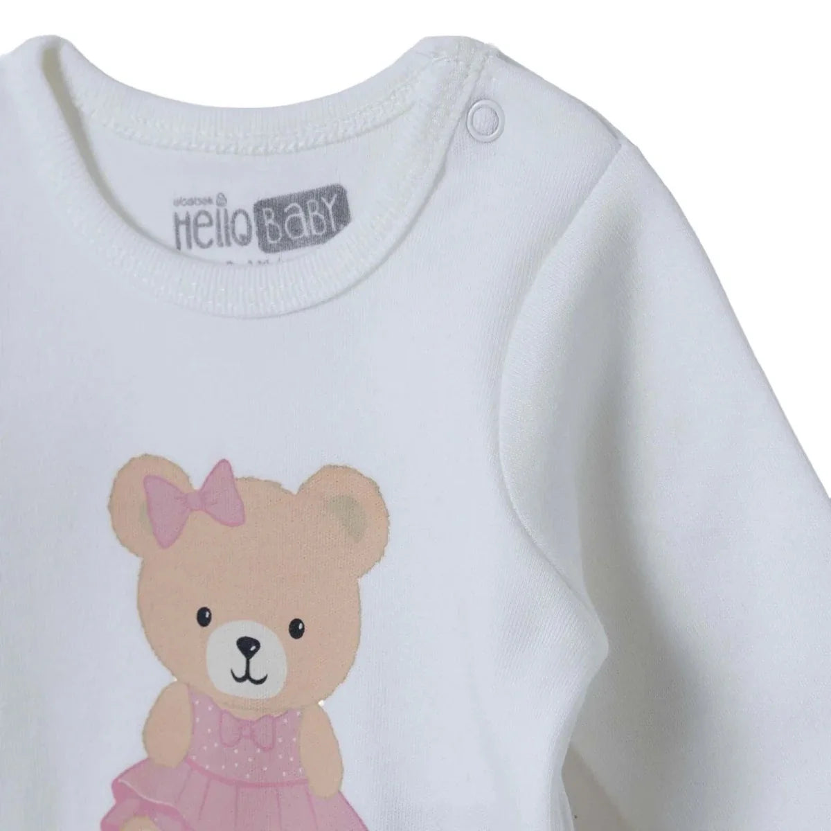 HelloBaby Bear Print Baby Bodysuit, Hat & Bottoms Set (Newborn to 6-9 Months)