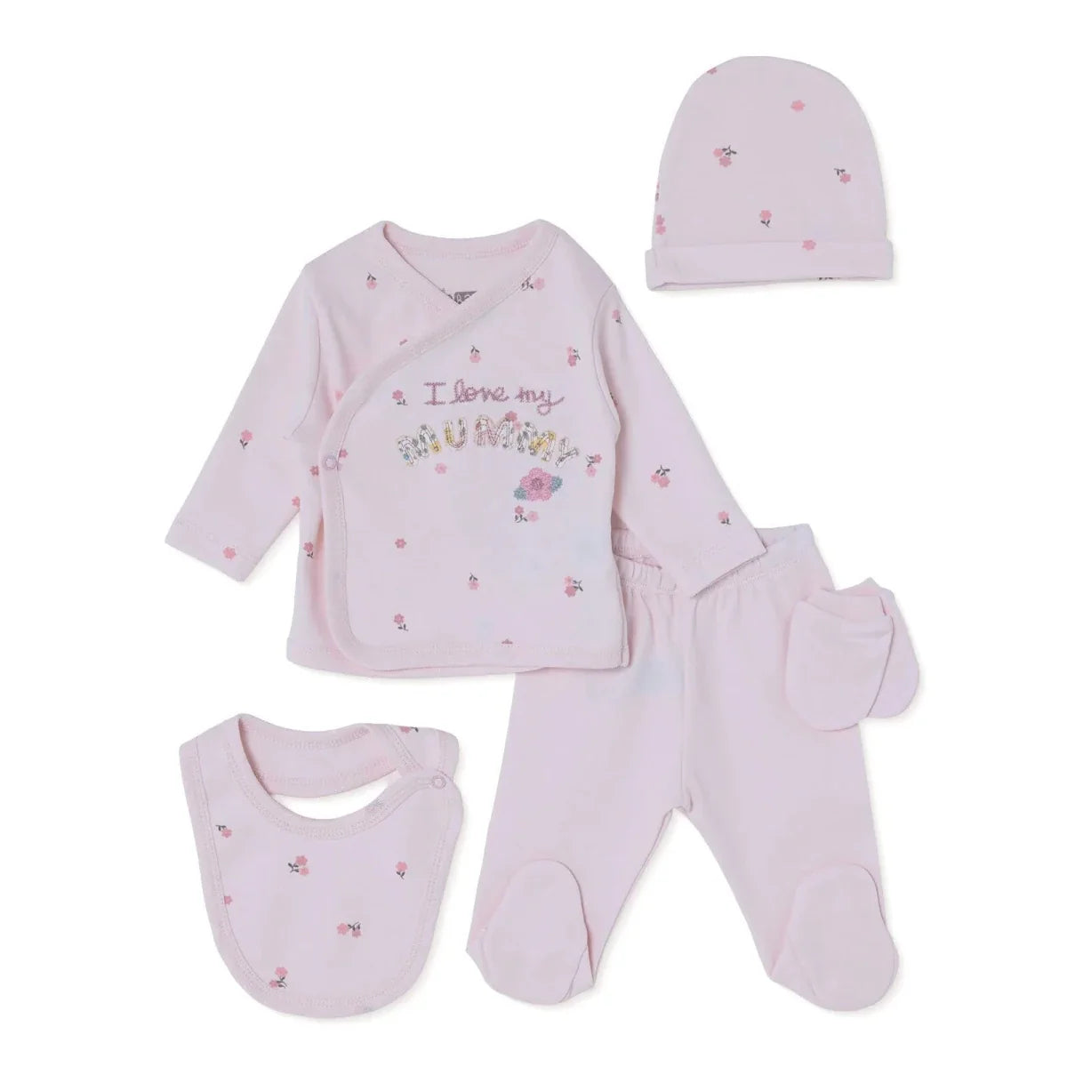 HelloBaby 5 Piece Floral Print Boxed Baby Hospital Bag Set (Newborn)