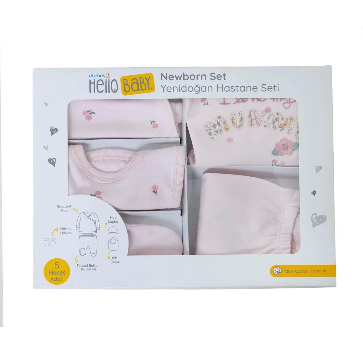 HelloBaby 5 Piece Floral Print Boxed Baby Hospital Bag Set (Newborn)