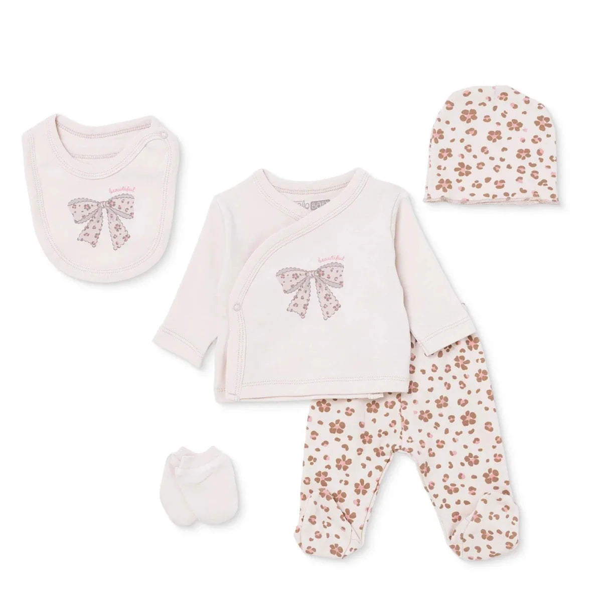HelloBaby 5 Piece Crew Neck Animal Print Boxed Baby Hospital Bag Set (Newborn)
