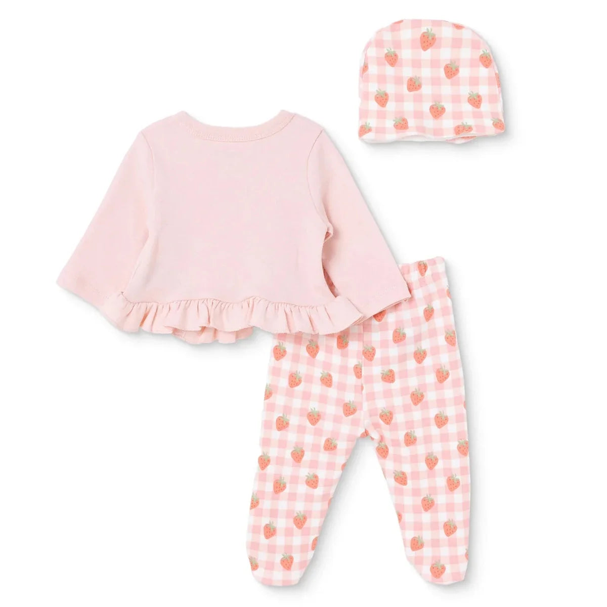 HelloBaby Strawberry Print Baby Hat, Vest & Bottoms Set (Newborn to 3-6 Months)