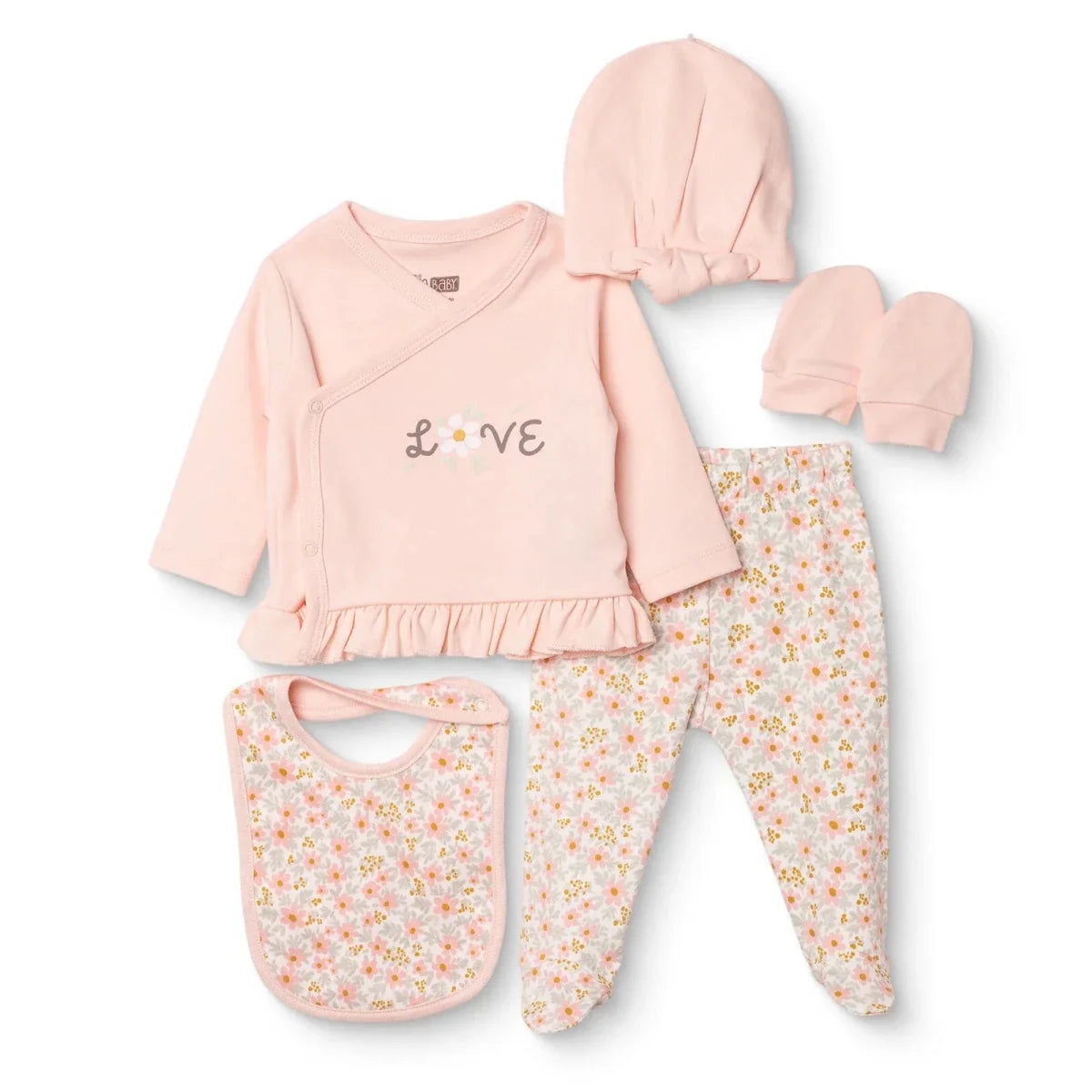 HelloBaby 5 Piece Floral Print Baby Hospital Bag Set (Newborn)
