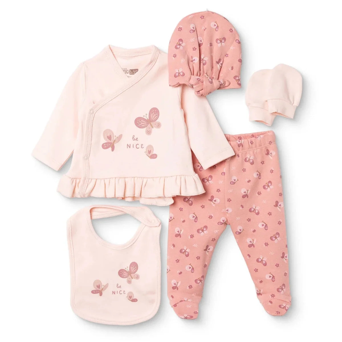 HelloBaby 5 Piece Butterfly Print Baby Hospital Bag Set (Newborn)