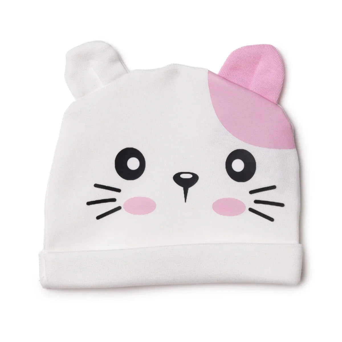 HelloBaby Cat Print Interlock Baby Hat (Newborn)