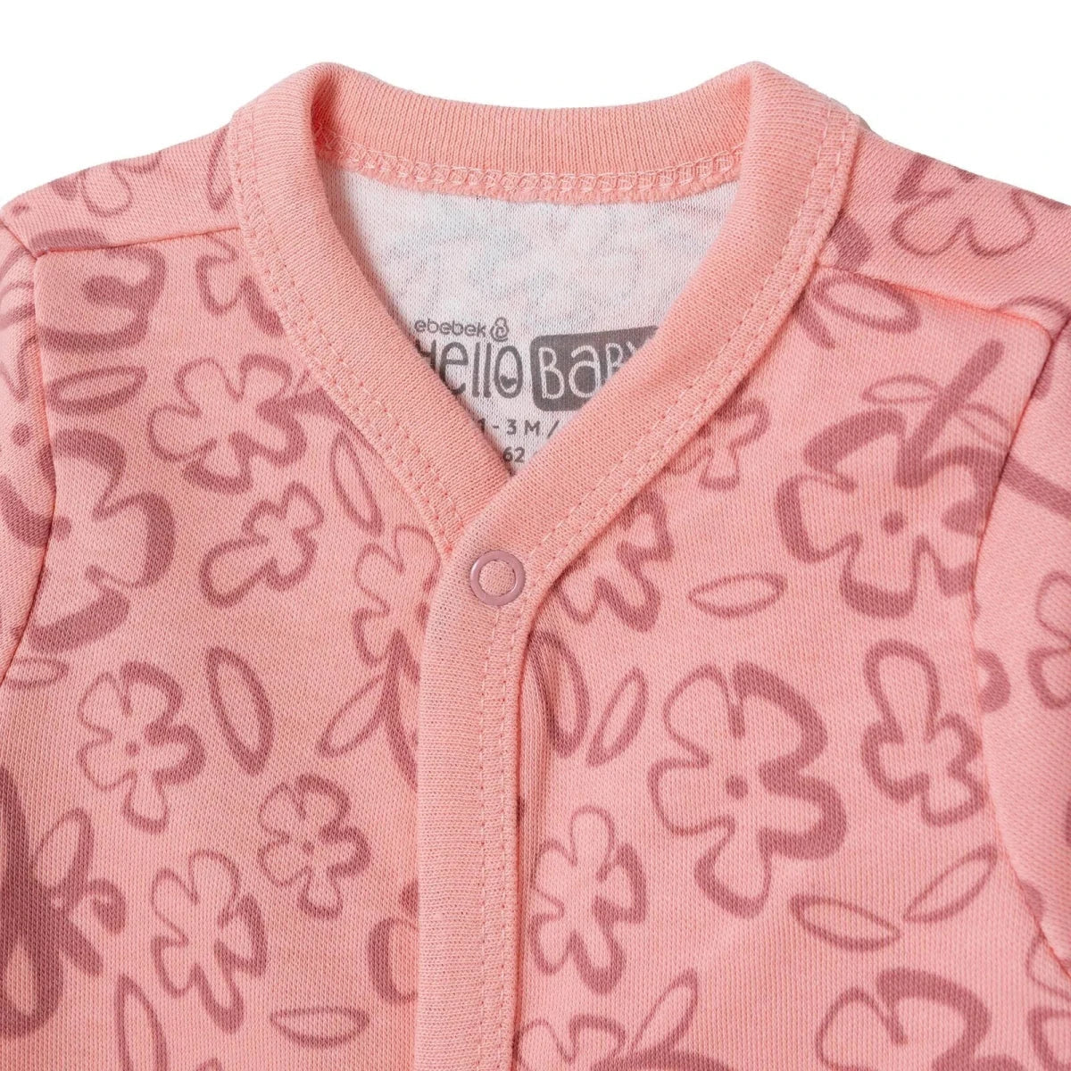 HelloBaby Floral Print Baby Bodysuit, Hat & Sleepsuit Set (Newborn to 3-6 Months)