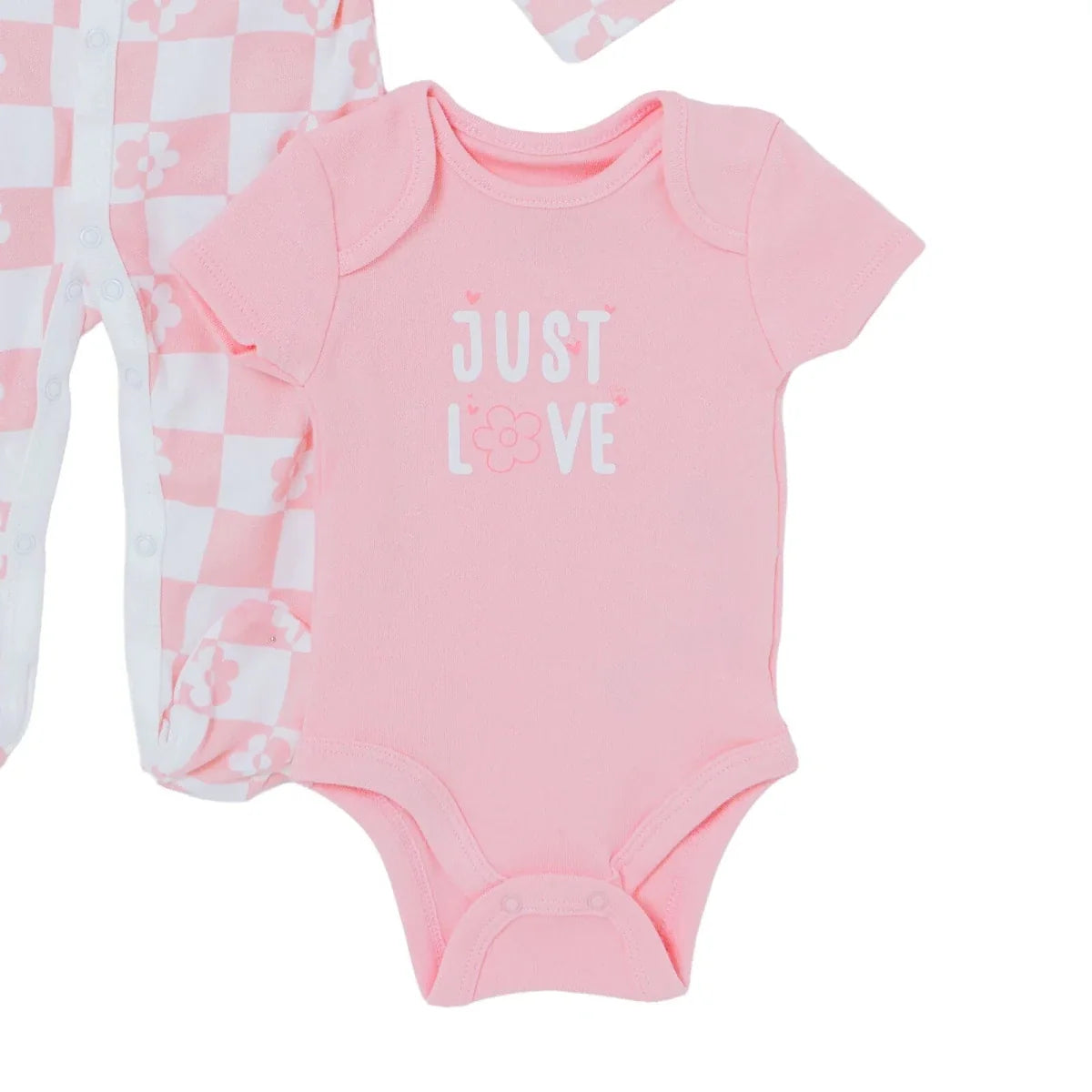 HelloBaby "Just Love" Slogan Baby Bodysuit, Hat & Sleepsuit Set (Newborn to 3-6 Months)