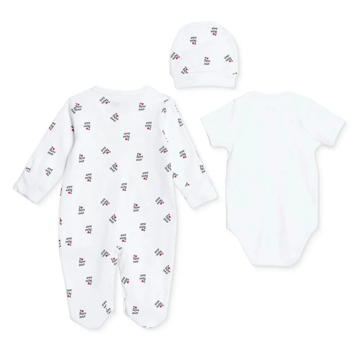 HelloBaby Slogan Print Baby Bodysuit, Hat & Footed Sleepsuit Set (Newborn to 6-9 Months)