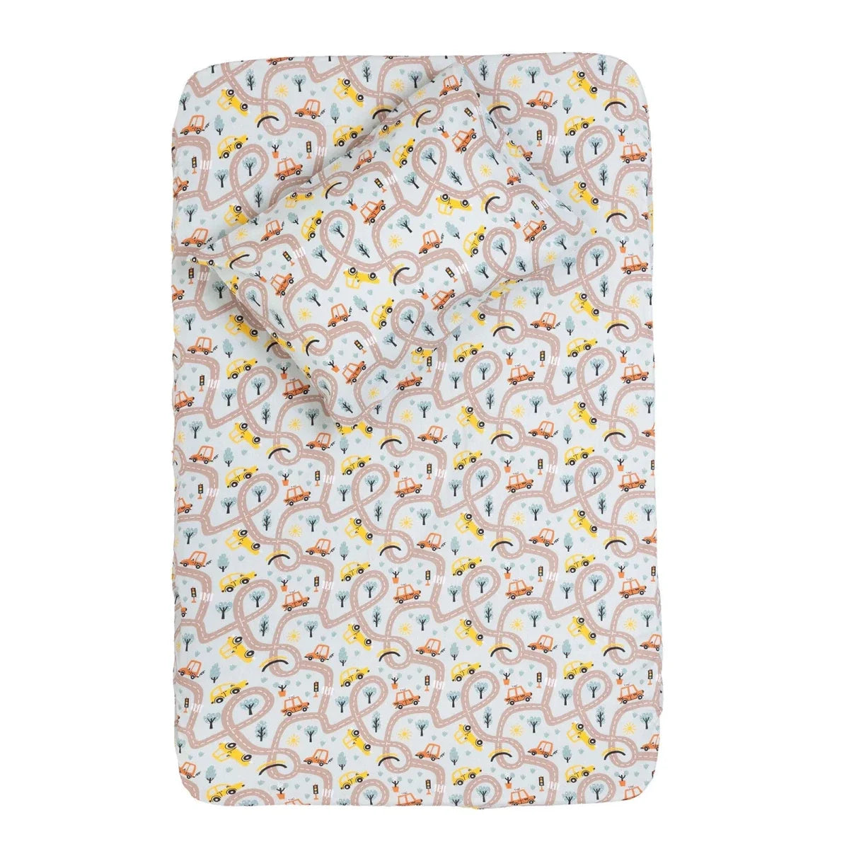 Little Dreams Vehicle Print Cot Bed Sheet Set with Pillowcase (70 x 140 cm)