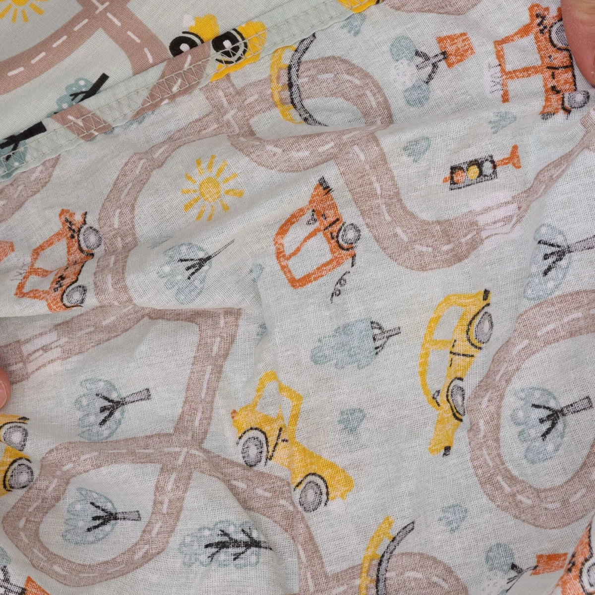 Little Dreams Vehicle Print Cot Bed Sheet Set with Pillowcase (70 x 140 cm)