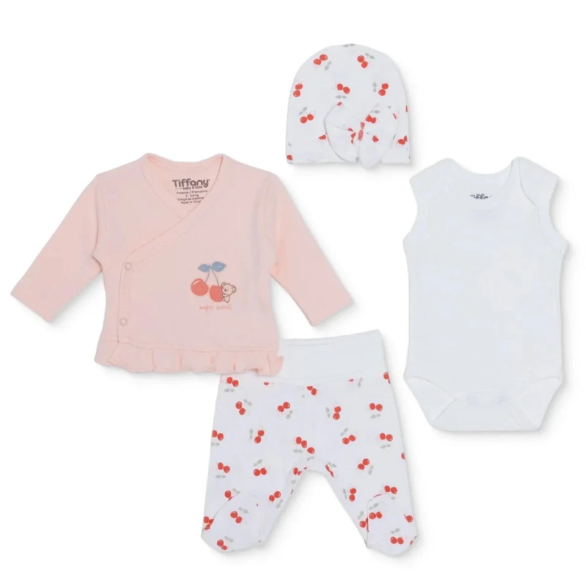 Tiffany 4 Piece Cherry Print Premature Baby Hospital Bag Set