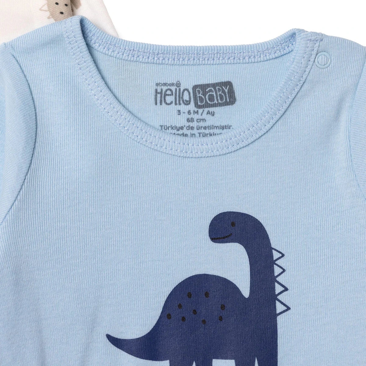 HelloBaby 2 Pack Dinosaur Print Long Sleeve Baby Bodysuits (1-3 Months to 2-3 Years)