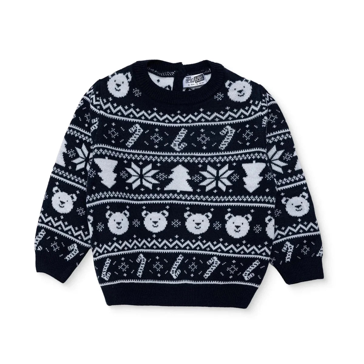 HelloBaby Christmas Motif Buttoned Knitted Baby Jumper (9-12 Months to 3-4 Years)