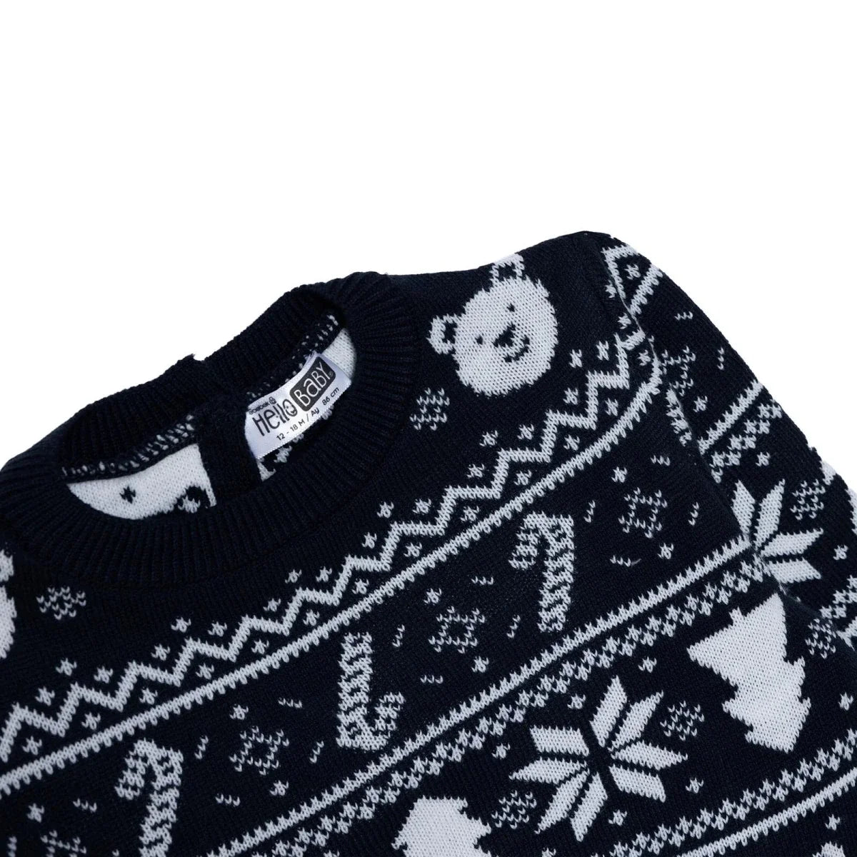 HelloBaby Christmas Motif Buttoned Knitted Baby Jumper (9-12 Months to 3-4 Years)
