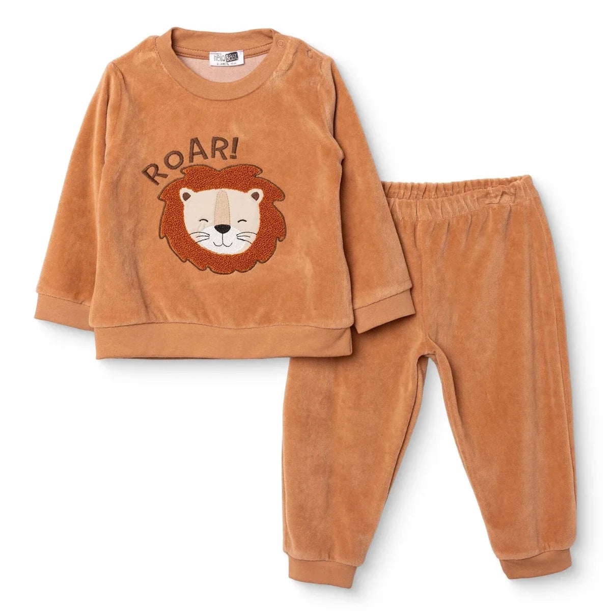 HelloBaby Animal Print Snap Fastening Velour Baby Pyjama Set (3-6 Months to 3-4 Years)