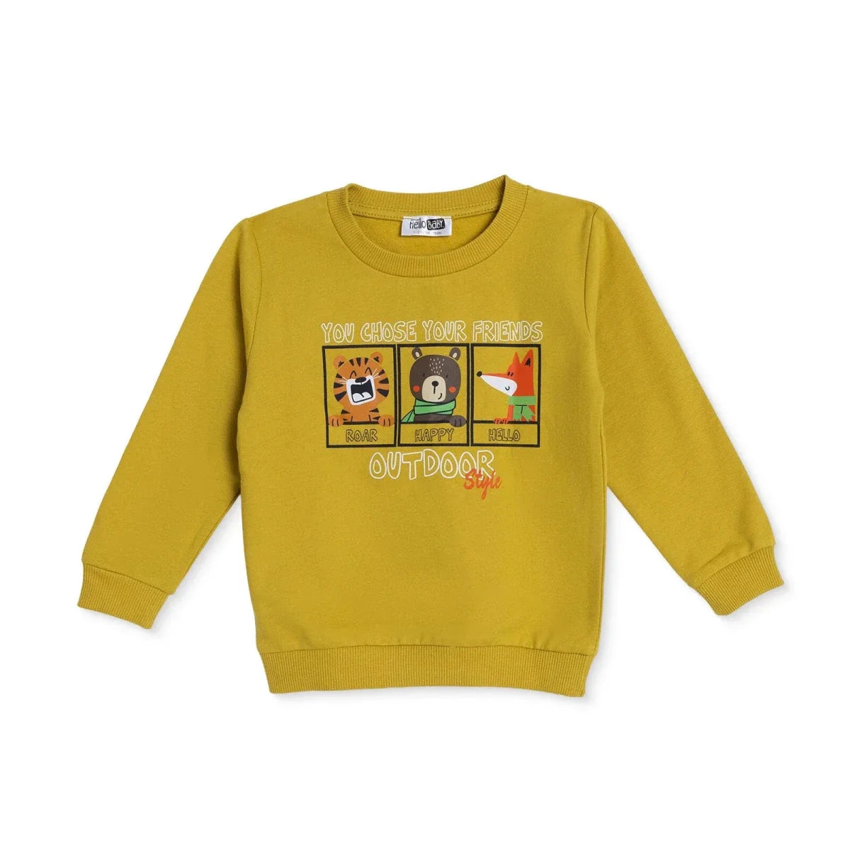 HelloBaby "You Chose Your Friends Outdoor" Slogan Brushed Loopback Baby Sweatshirt (3-6 Months to 4-5 Years)