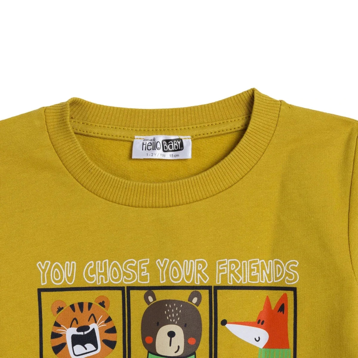HelloBaby "You Chose Your Friends Outdoor" Slogan Brushed Loopback Baby Sweatshirt (3-6 Months to 4-5 Years)