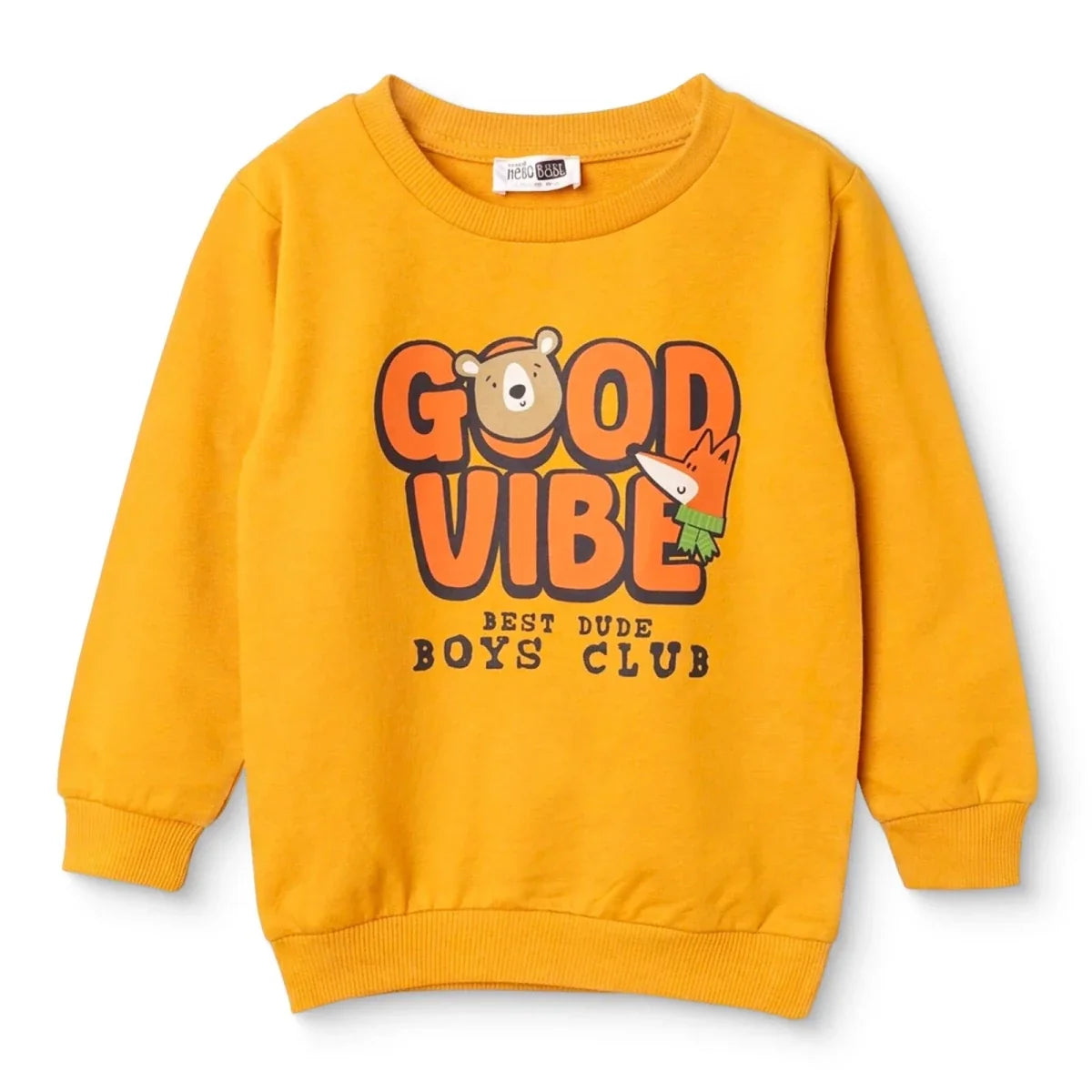 HelloBaby "Good Vibe" Slogan Brushed Loopback Baby Sweatshirt (3-6 Months to 4-5 Years)
