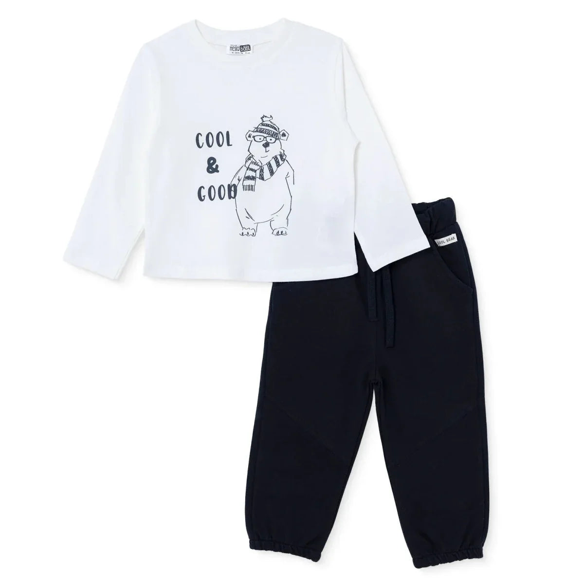 HelloBaby Bear Print Baby T-Shirt, Gilet & Joggers Set (6-9 Months to 4-5 Years)