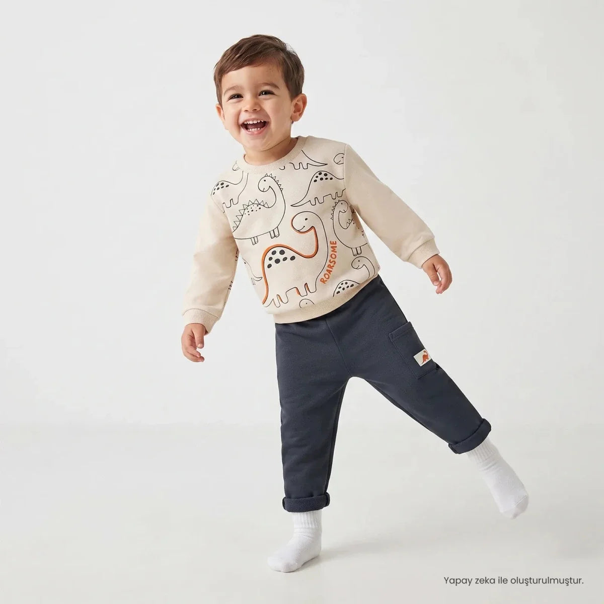 HelloBaby Dinosaur Print Jacquard Baby Sweatshirt & Joggers Set (6-9 Months to 4-5 Years)