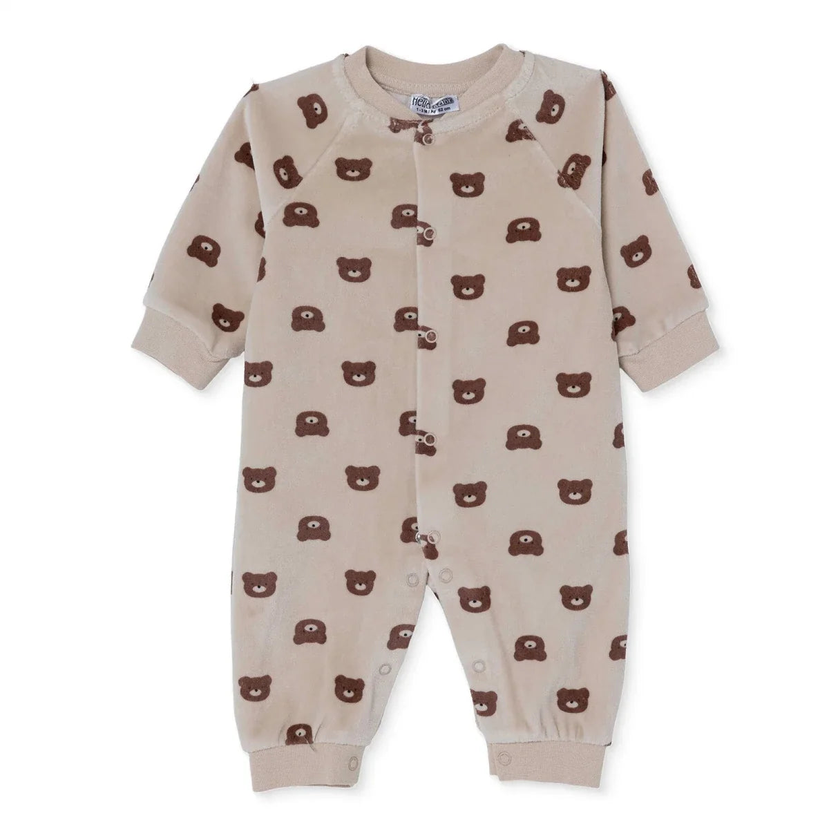 HelloBaby Bear Print Footless Velour Baby Sleepsuit (Newborn to 6-9 Months)