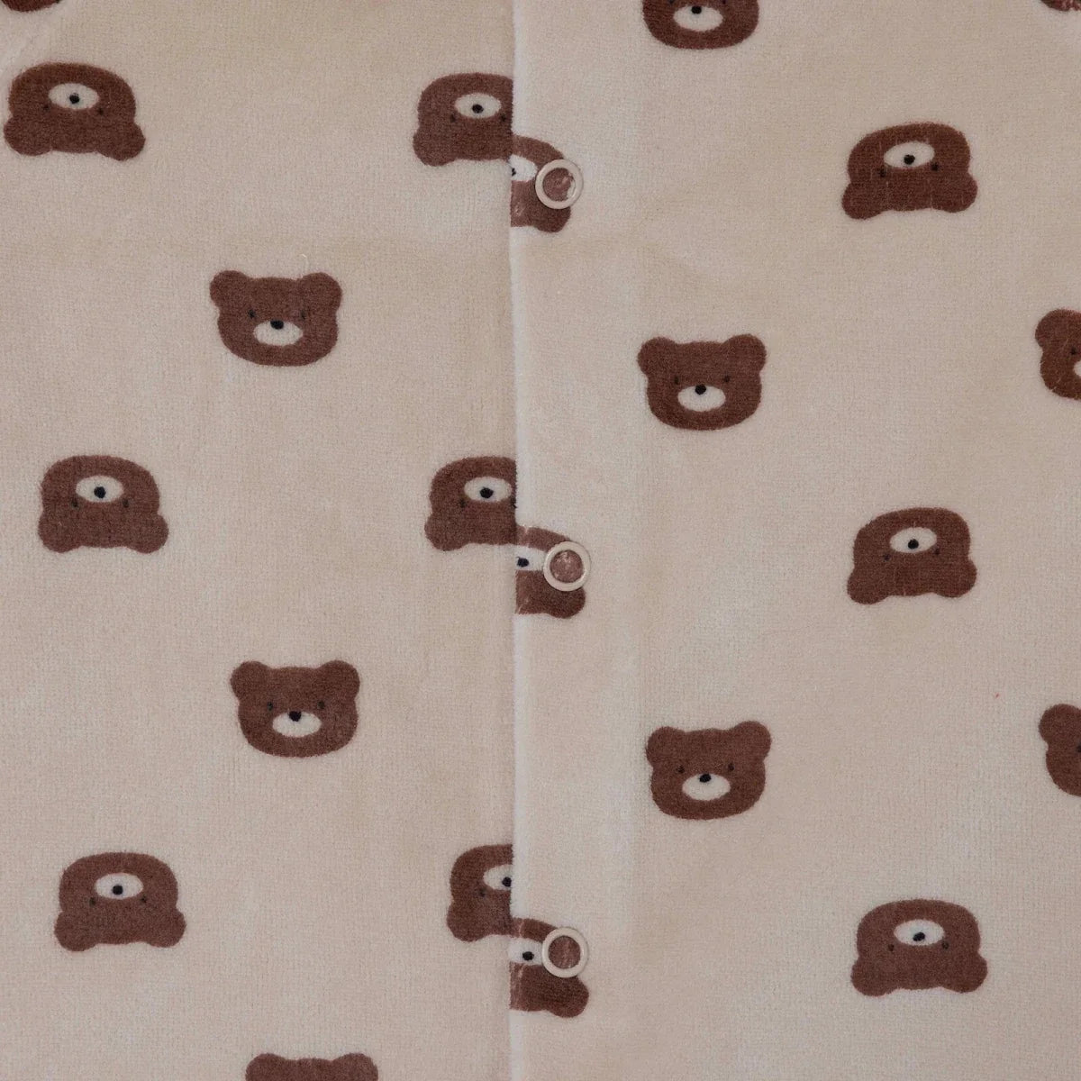 HelloBaby Bear Print Footless Velour Baby Sleepsuit (Newborn to 6-9 Months)