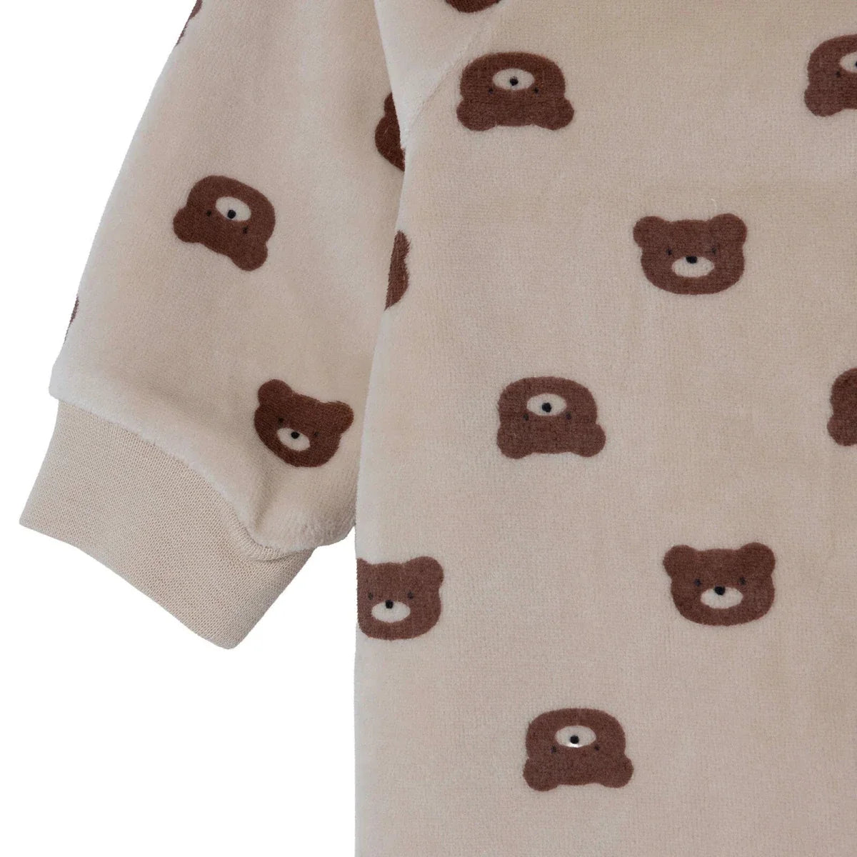 HelloBaby Bear Print Footless Velour Baby Sleepsuit (Newborn to 6-9 Months)