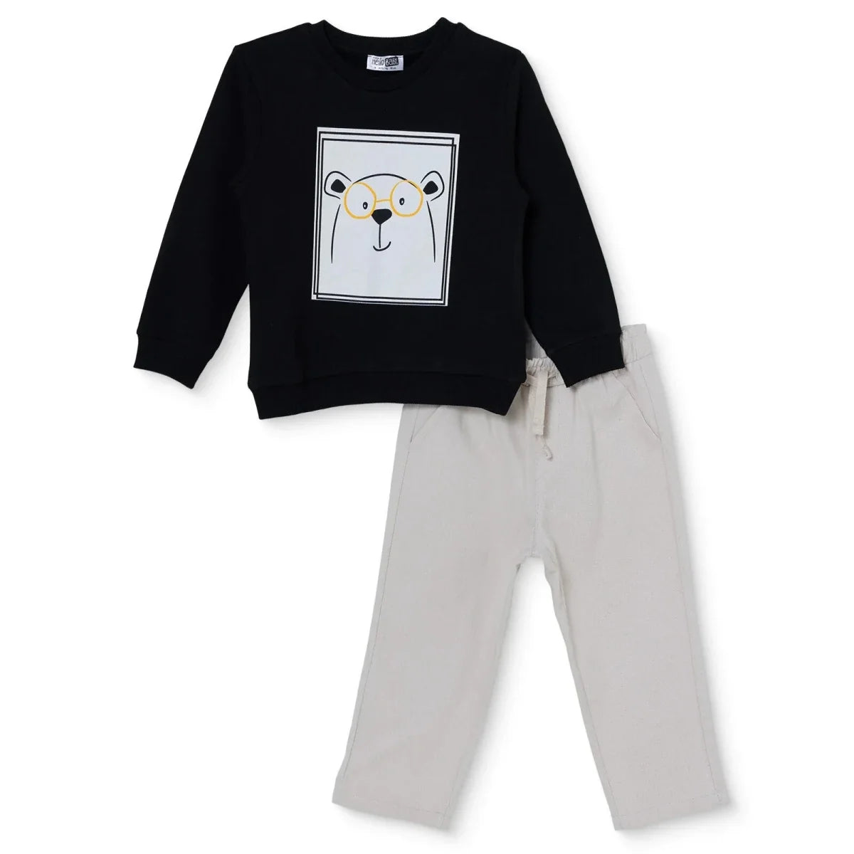HelloBaby Bear Print Long Sleeve Baby T-Shirt & Trousers Set (6-9 Months to 4-5 Years)