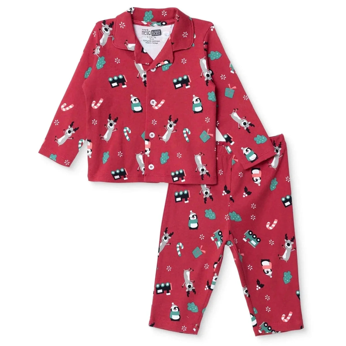 HelloBaby Festive Print Peter Pan Collar Baby Pyjama Set (3-6 Months to 3-4 Years)