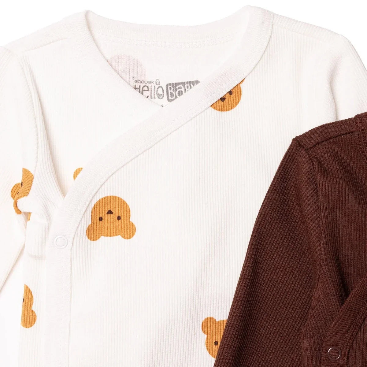 HelloBaby 2 Pack Animal Print Long Sleeve Ribbed Baby Bodysuits (Newborn to 6-9 Months)