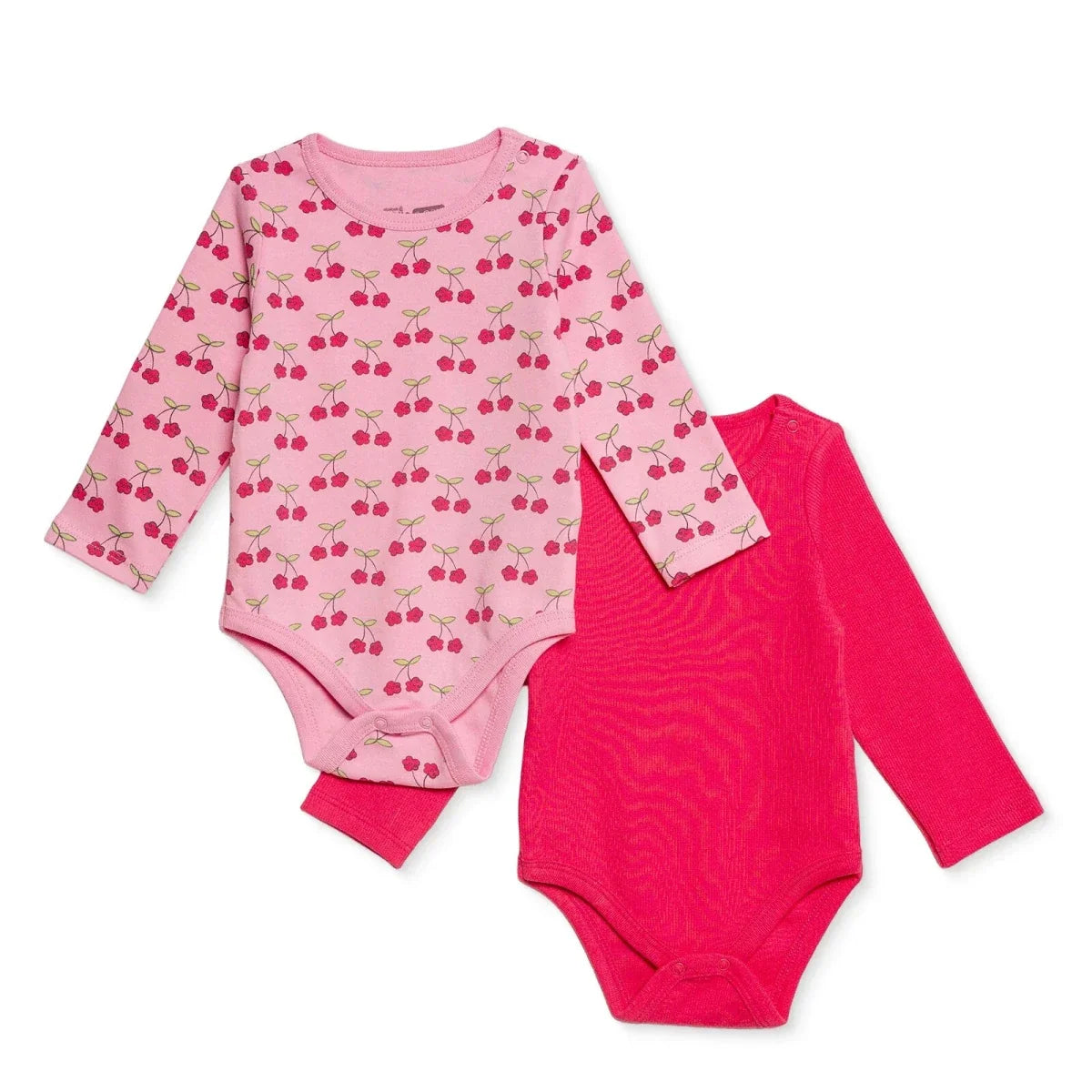 HelloBaby 2 Pack Cherry Print Long Sleeve Baby Bodysuits (1-3 Months to 2-3 Years)