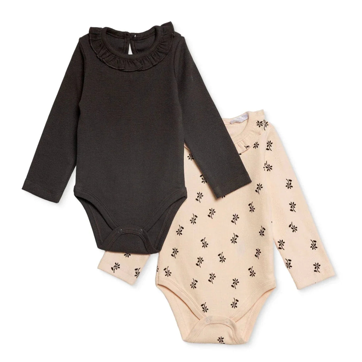 HelloBaby 2 Pack Collared Floral Print Long Sleeve Baby Bodysuits (1-3 Months to 2-3 Years)