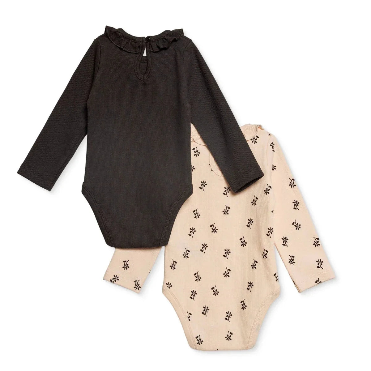 HelloBaby 2 Pack Collared Floral Print Long Sleeve Baby Bodysuits (1-3 Months to 2-3 Years)