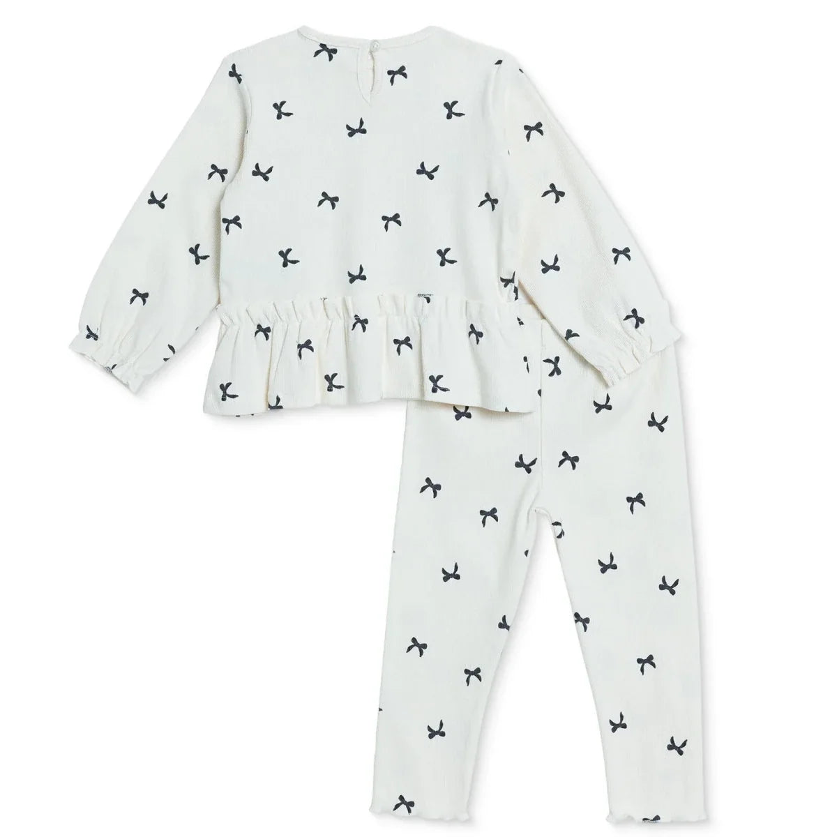 HelloBaby Bow Print Long Sleeve Ribbed Baby Top & Leggings Set (3-6 Months to 4-5 Years)