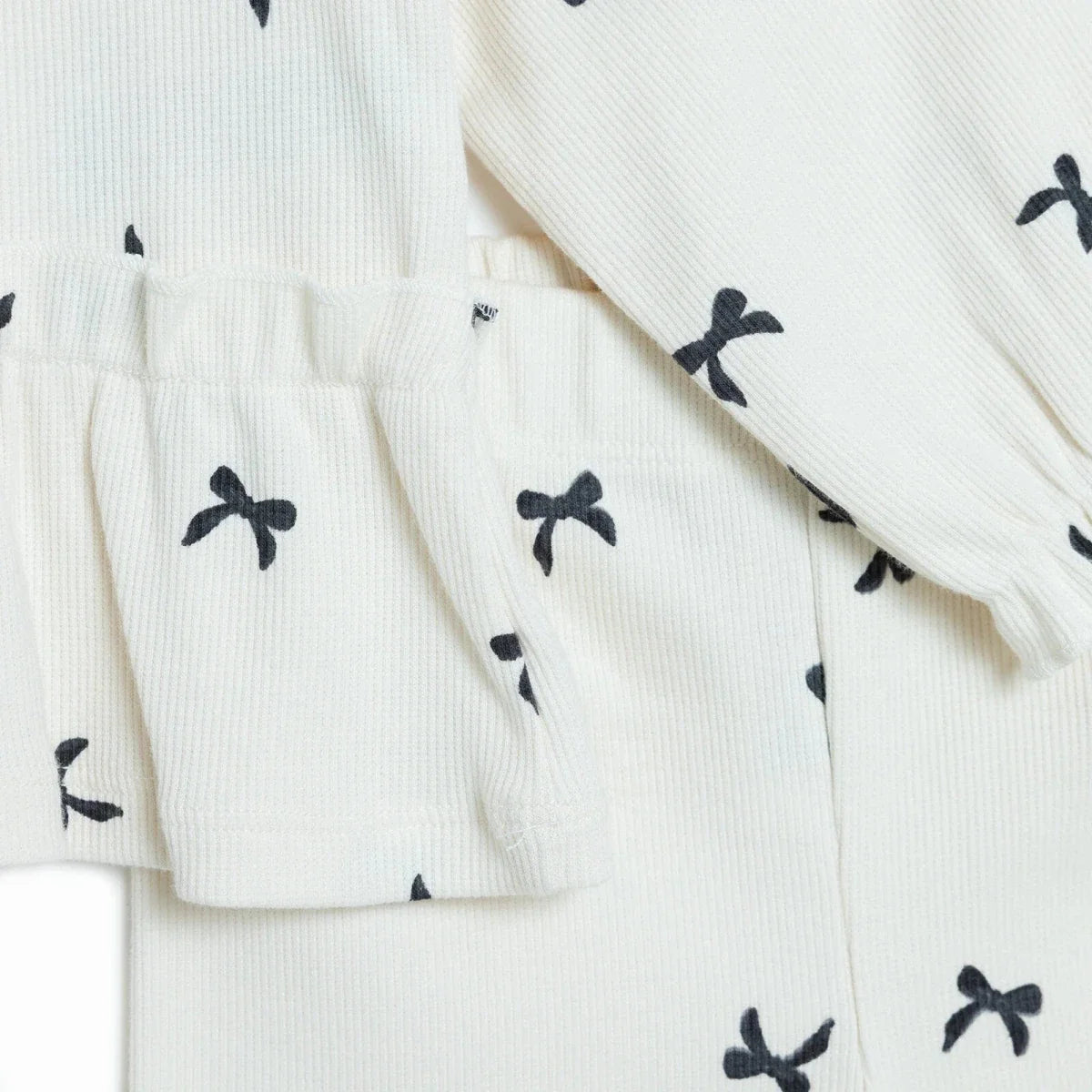 HelloBaby Bow Print Long Sleeve Ribbed Baby Top & Leggings Set (3-6 Months to 4-5 Years)