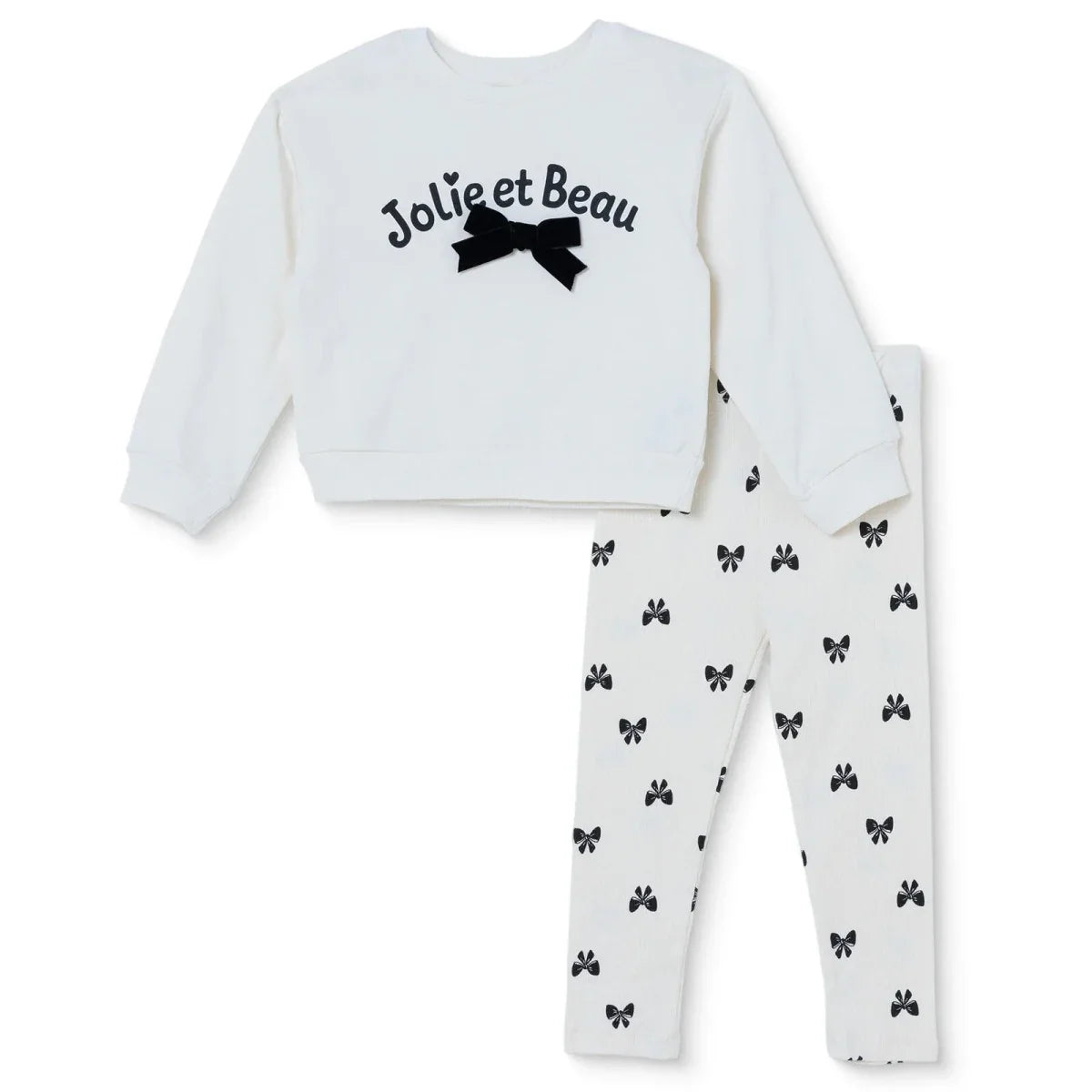 HelloBaby Bow Print Baby Sweatshirt & Leggings Set (3-6 Months to 4-5 Years)
