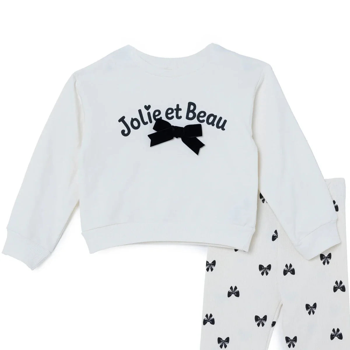 HelloBaby Bow Print Baby Sweatshirt & Leggings Set (3-6 Months to 4-5 Years)