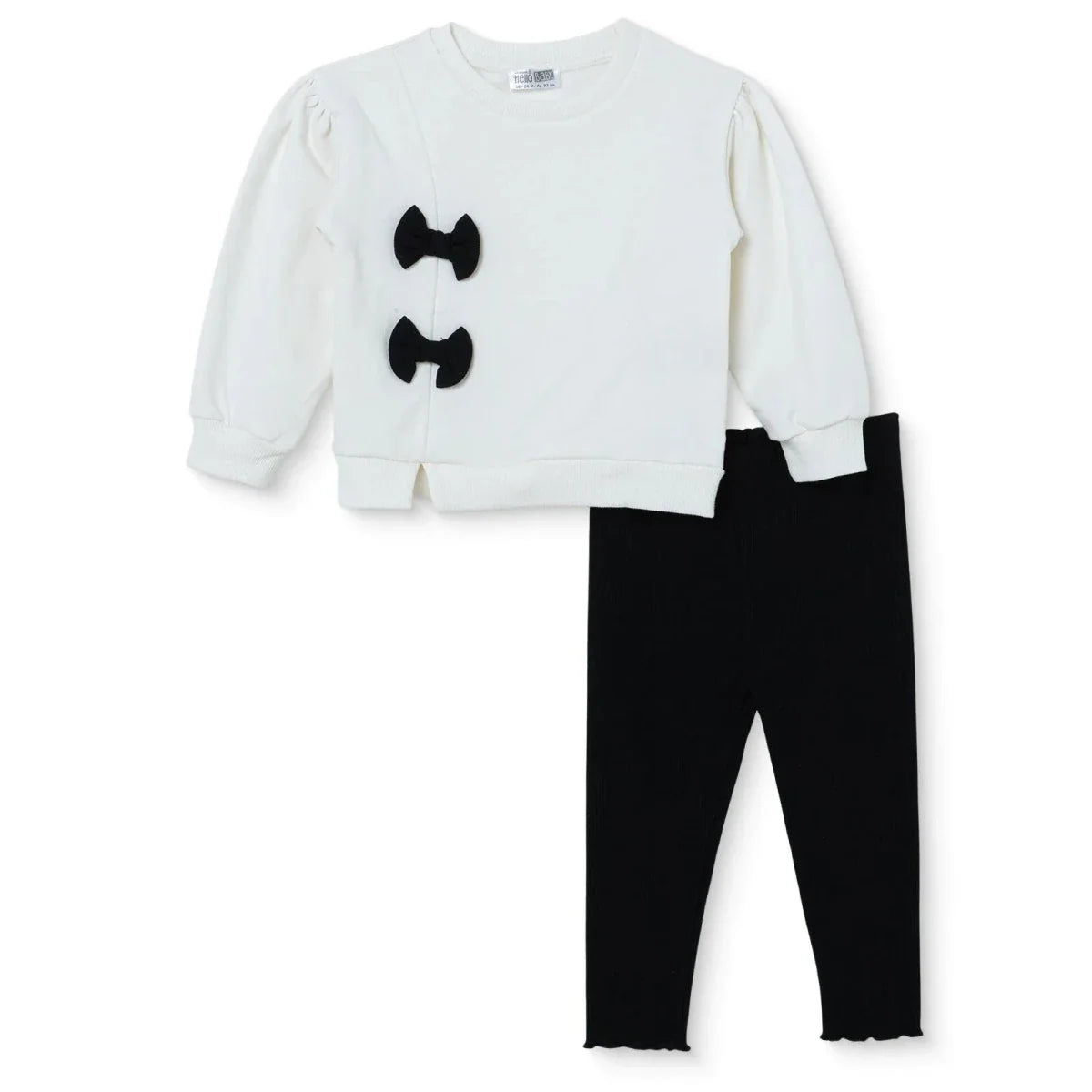 HelloBaby Bow Print Long Sleeve Baby Top & Leggings Set (3-6 Months to 4-5 Years)
