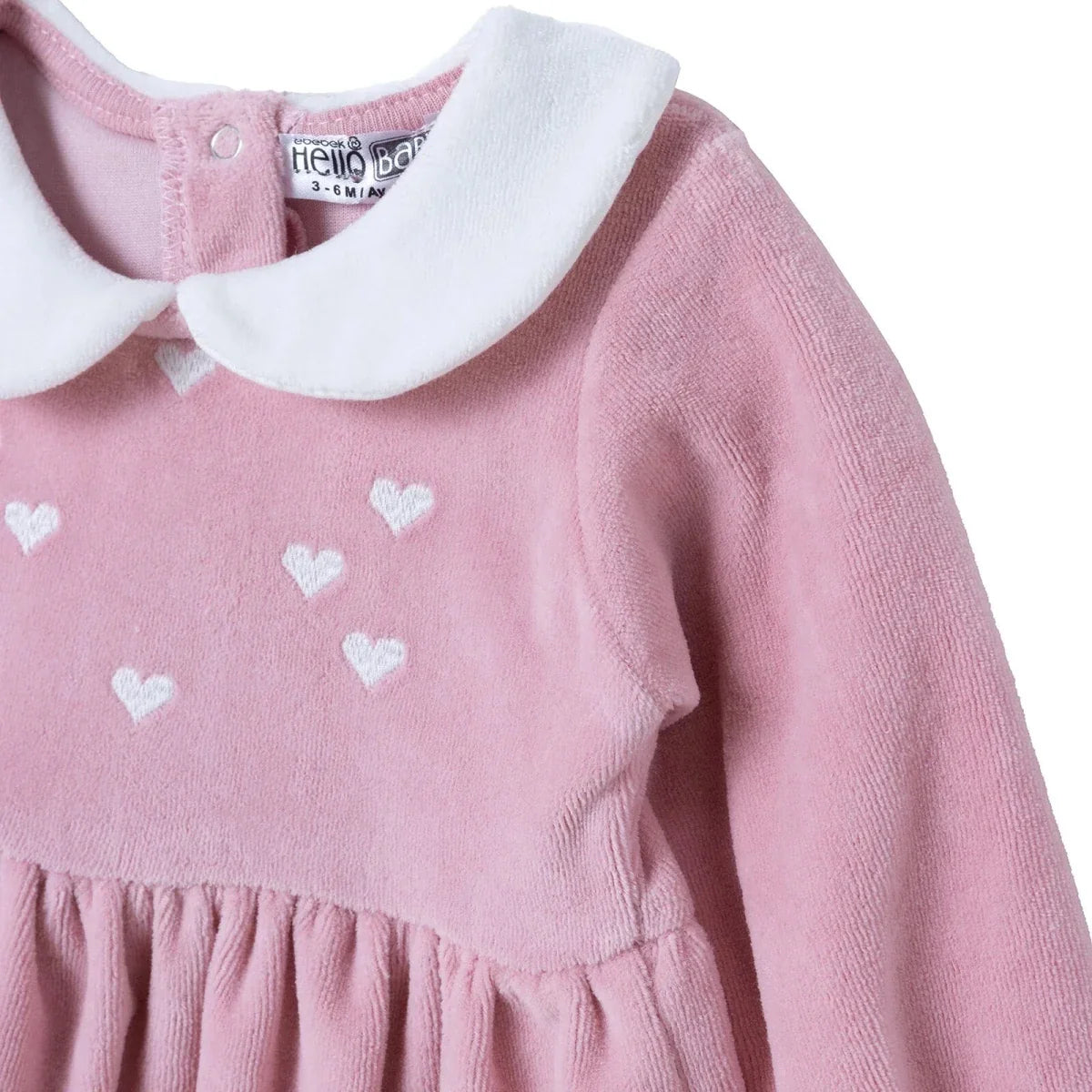HelloBaby Star Print Long Sleeve Velour Baby Dress (1-3 Months to 12 Months)