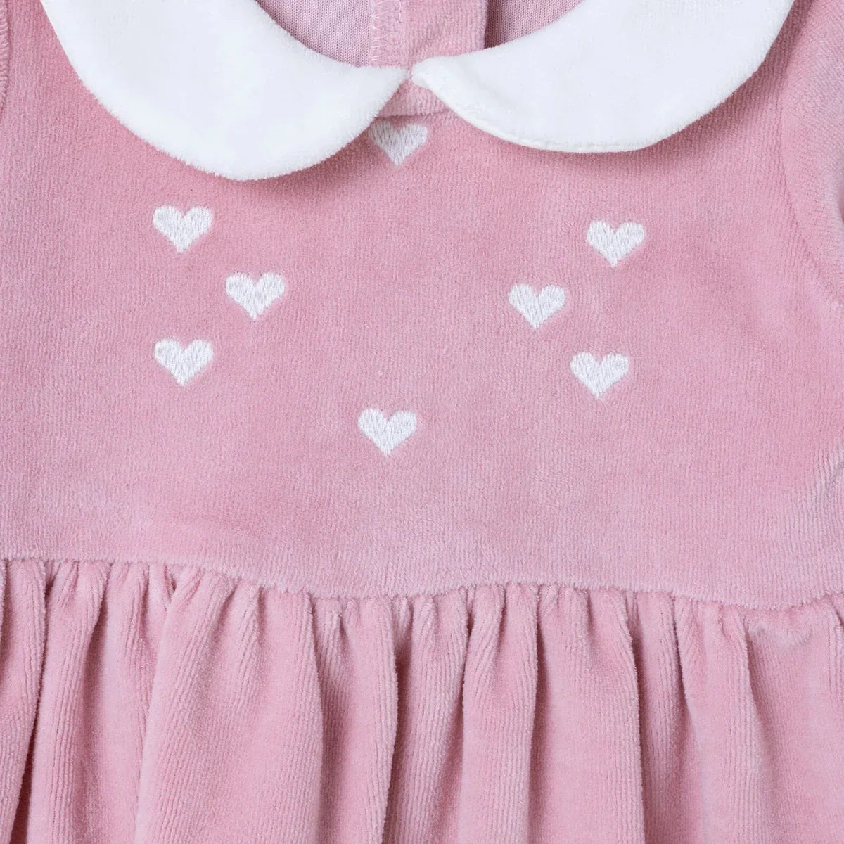HelloBaby Star Print Long Sleeve Velour Baby Dress (1-3 Months to 12 Months)