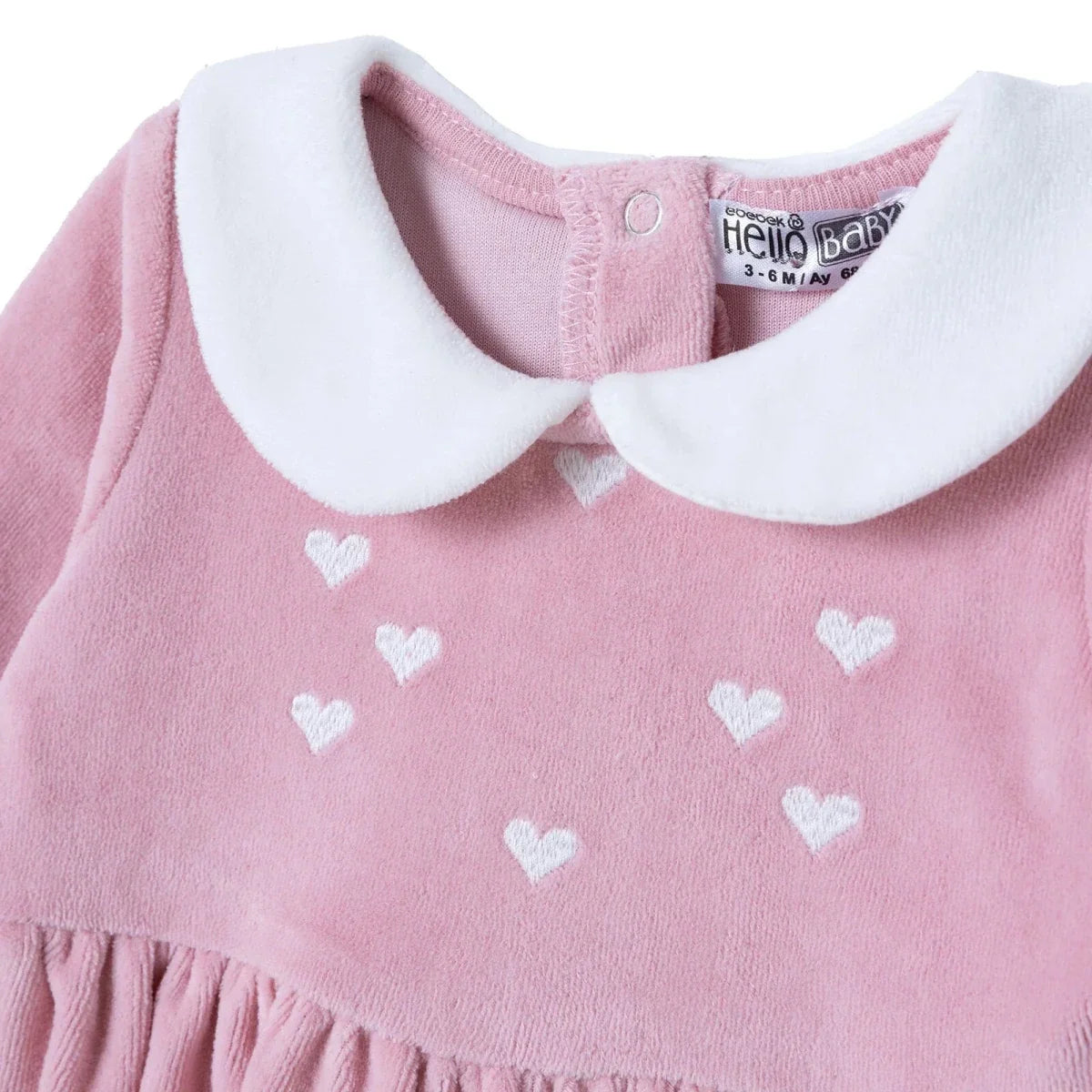 HelloBaby Star Print Long Sleeve Velour Baby Dress (1-3 Months to 12 Months)