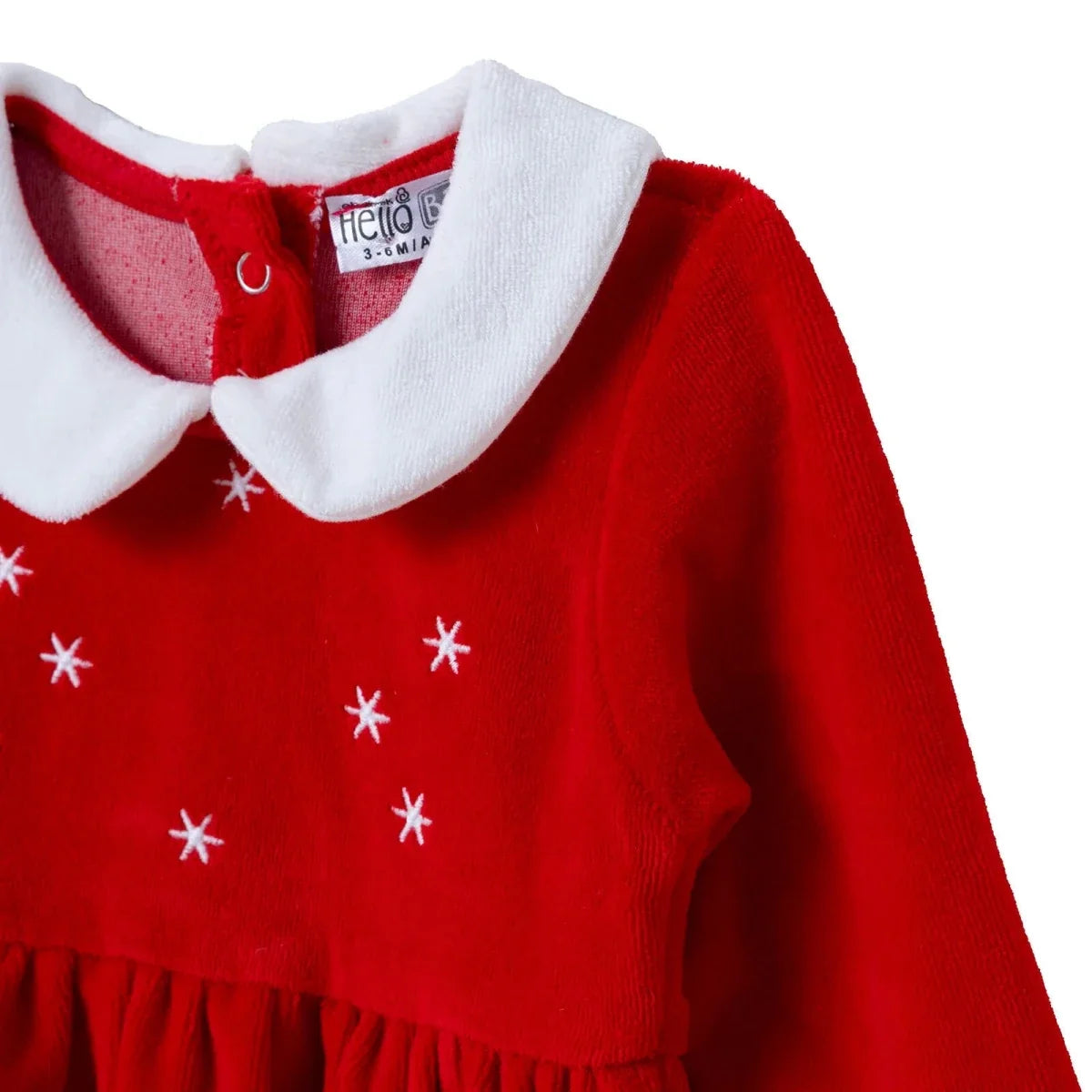 HelloBaby Star Print Long Sleeve Velour Baby Dress (1-3 Months to 12 Months)