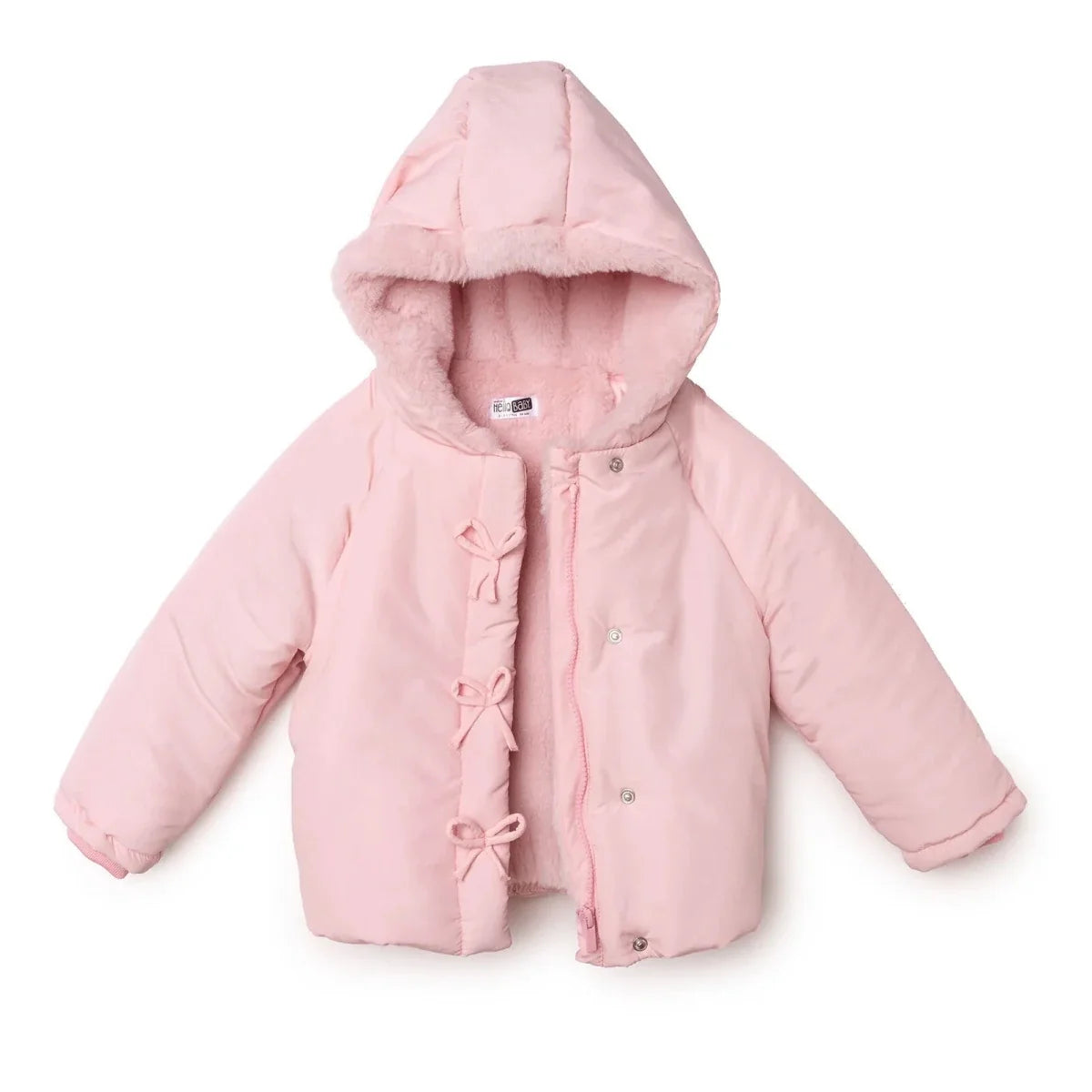 HelloBaby Hooded Bow Print Fleece Baby Jacket (9-12 Months to 4-5 Years)