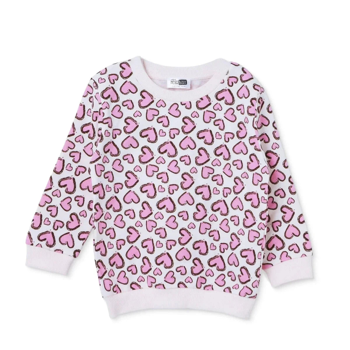HelloBaby Heart Print Brushed Loopback Baby Sweatshirt (3-6 Months to 4-5 Years)
