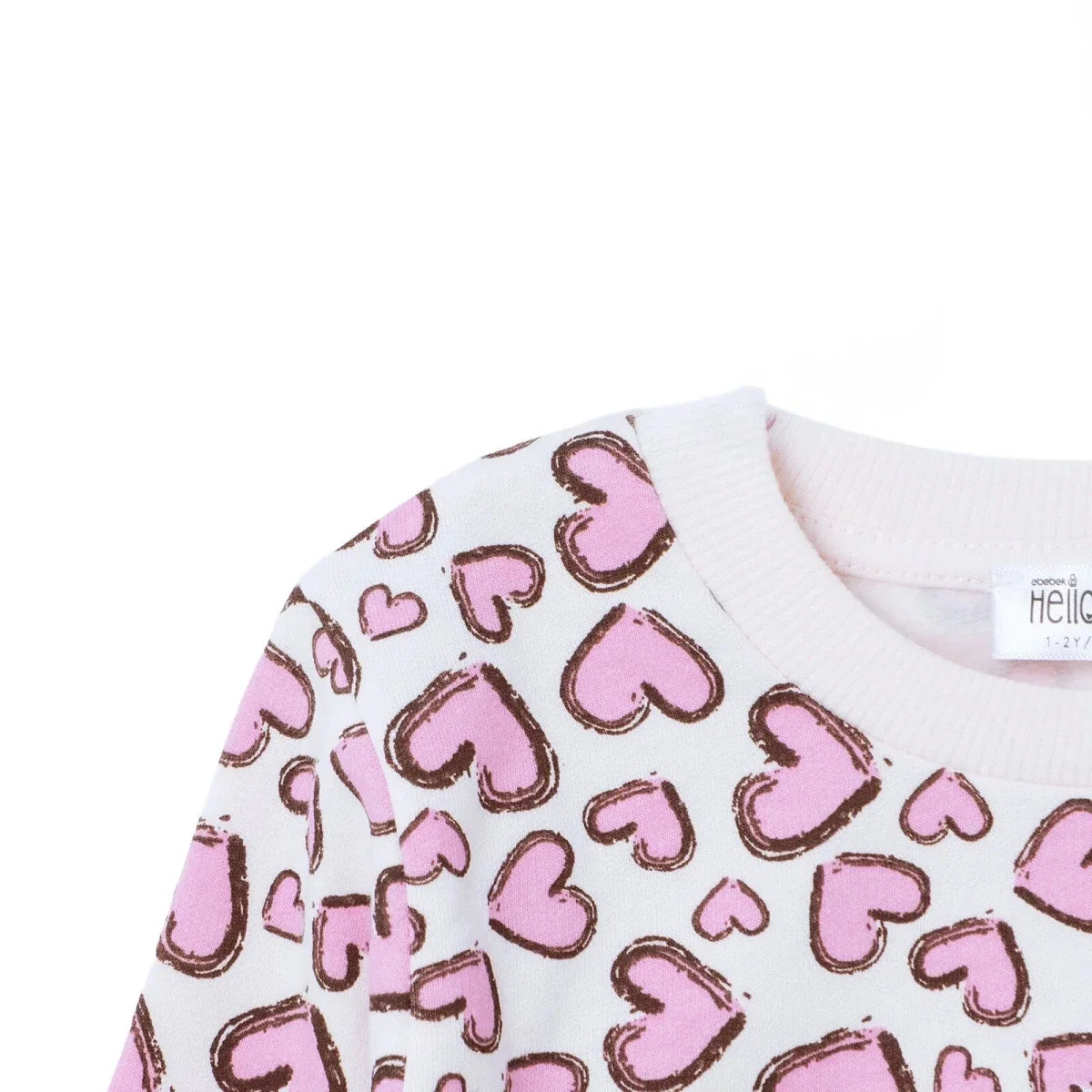HelloBaby Heart Print Brushed Loopback Baby Sweatshirt (3-6 Months to 4-5 Years)