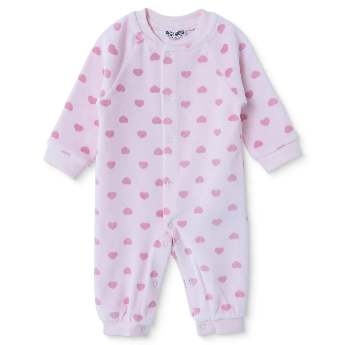 HelloBaby Heart Print Footless Velour Baby Sleepsuit (Newborn to 6-9 Months)
