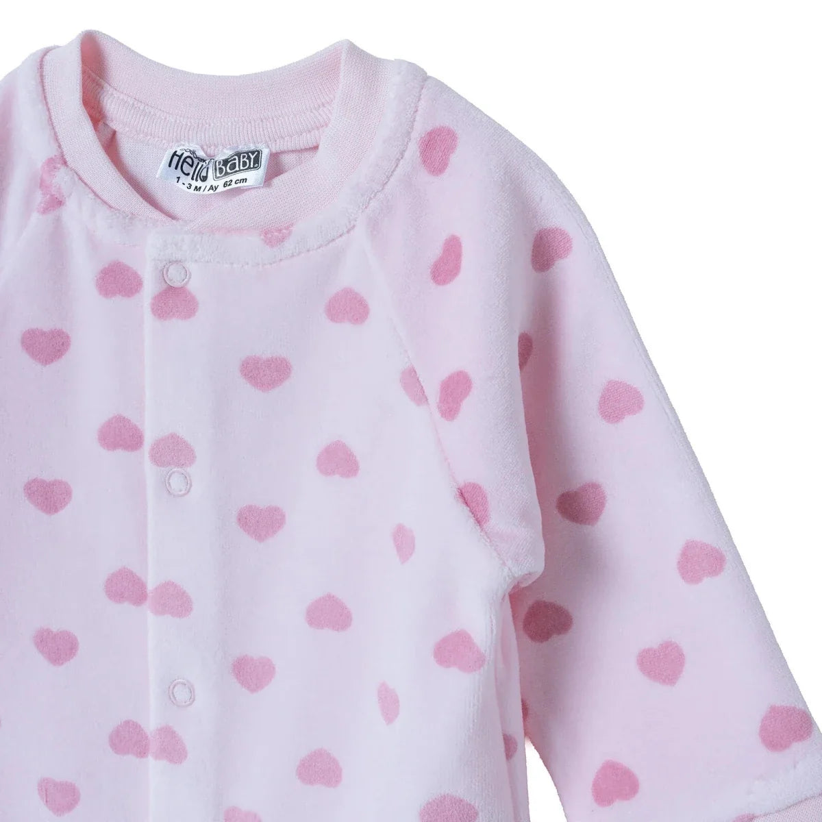 HelloBaby Heart Print Footless Velour Baby Sleepsuit (Newborn to 6-9 Months)
