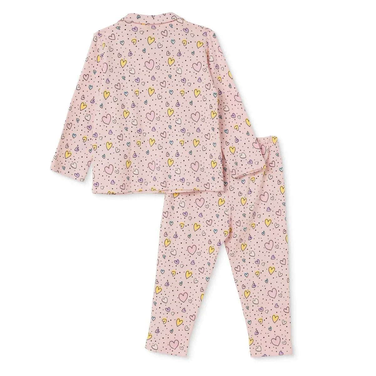 HelloBaby Heart Print Shirt Collar Baby Pyjama Set (3-6 Months to 3-4 Years)
