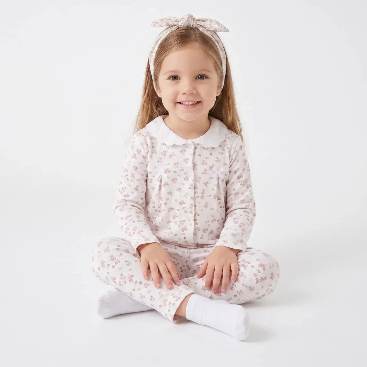 HelloBaby Floral Print Peter Pan Collar Baby Pyjama Set (3-6 Months to 2-3 Years)