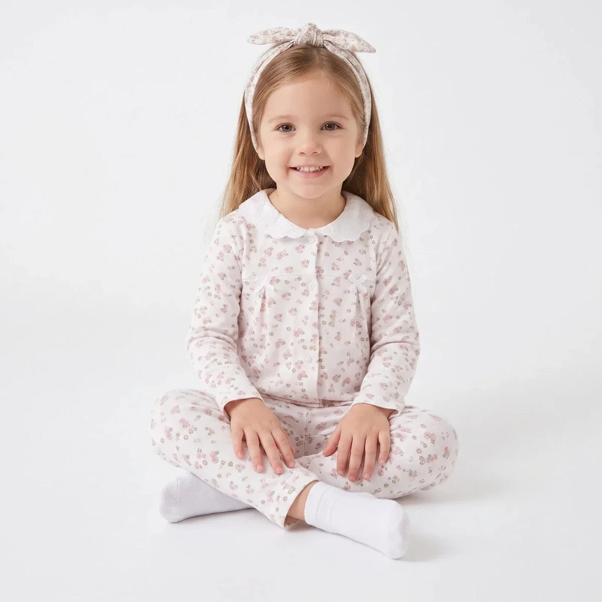 HelloBaby Floral Print Peter Pan Collar Baby Pyjama Set (3-6 Months to 2-3 Years)