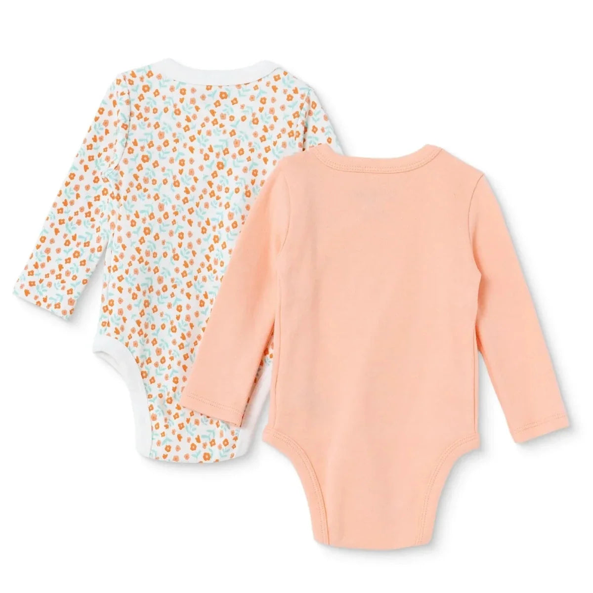 HelloBaby 2 Pack Animal Print Long Sleeve Interlock Baby Bodysuits (Newborn to 6-9 Months)
